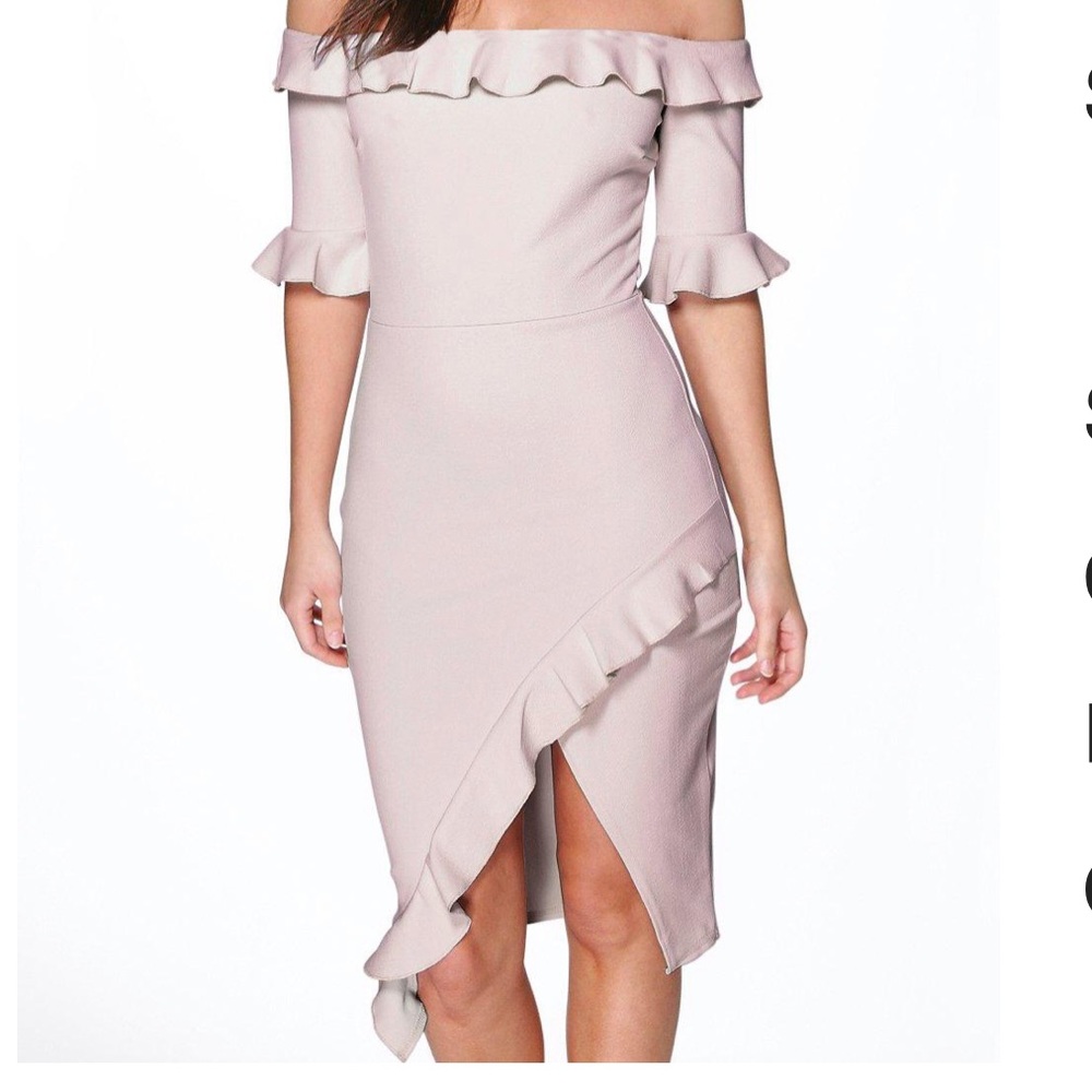 Lavender Off The Shoulder Ruffle MIDI Dress